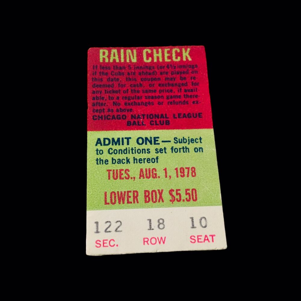 Vintage Cubs Cardinals 08/01/78 Lou Brock Keith Hernandez Baseball Ticket Stub